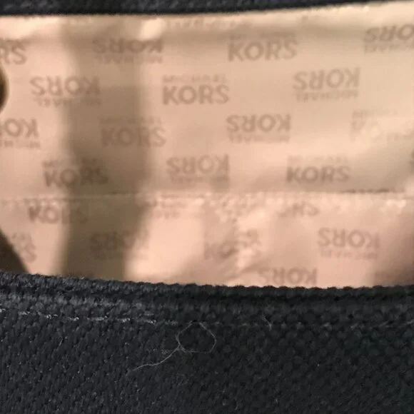 Michael Kors Tote Bag Womens Large Blue Canvas Leather Shoulder Purse MK Charm - Picture 5 of 14